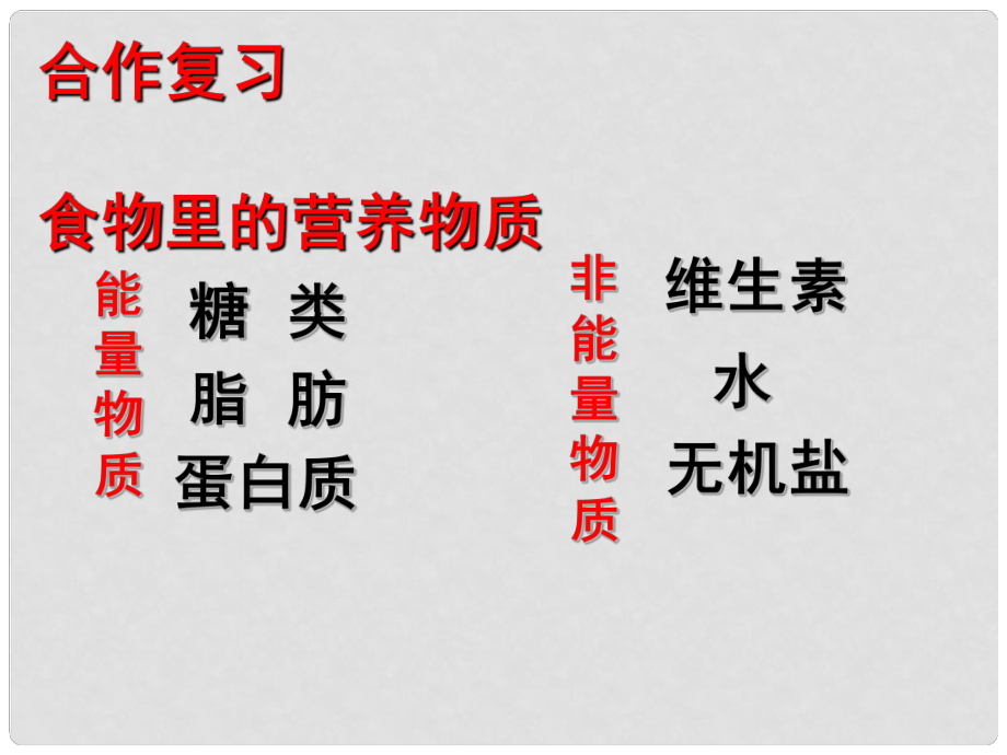 内蒙古鄂尔多斯东胜区正东中学七年级生物下册 第四单元 第二章 第二节 消化和吸收（第1课时）课件 新人教版_第1页