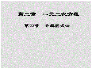 江西省吉水縣白沙中學(xué)九年級數(shù)學(xué)上冊 第二章 第4節(jié)《分解因式法》課件 北師大版