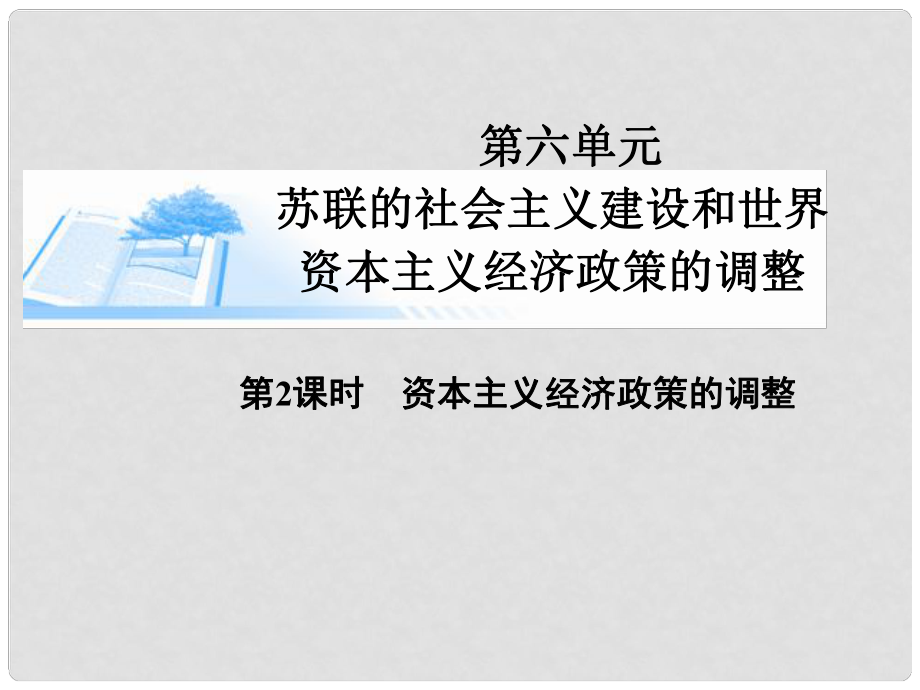 高考?xì)v史總復(fù)習(xí)（考點解析+核心探究+圖示解說）基礎(chǔ)知識 第六單元 蘇聯(lián)的社會主義建設(shè)和世界資本主義經(jīng)濟(jì)政策的調(diào)整 第2課時 資本主義經(jīng)濟(jì)政策的調(diào)整精講課件 新人教版必修2_第1頁