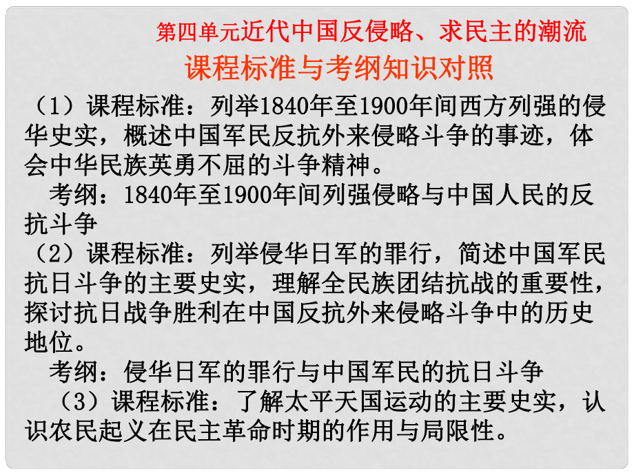 高考?xì)v史 第二輪復(fù)習(xí) 近代中國反侵略、求民主的潮流指導(dǎo)課件_第1頁