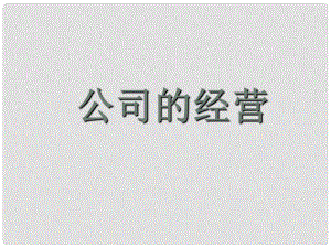 高一政治必修1 公司的經營 課件