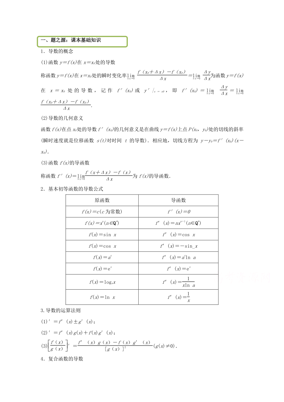 萬變不離其宗五【選修1－11－24－5】：專題三 導數(shù)及其應用 Word版含解析_第1頁