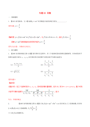 【備戰(zhàn)】陜西版高考數(shù)學(xué)分項(xiàng)匯編 專題03 導(dǎo)數(shù)含解析文