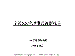 宁波XX管理模式诊断报告 (PPT 212) 着名咨询公司