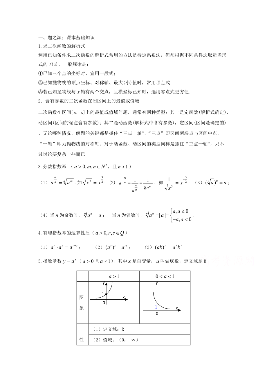 萬變不離其宗：高中數(shù)學課本典例改編之必修一：專題四 基本初等函數(shù) Word版含解析_第1頁