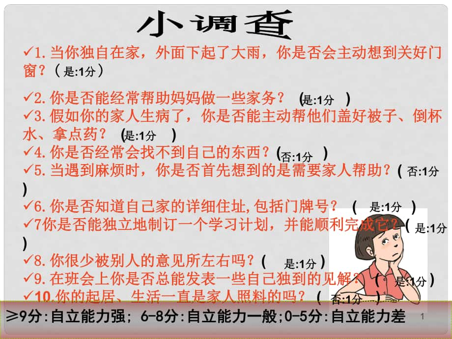 辽宁省大石桥市金桥管理区初级中学七年级政治下册 第二单元 第三课 第1框 自己的事情自己做课件 新人教版_第1页