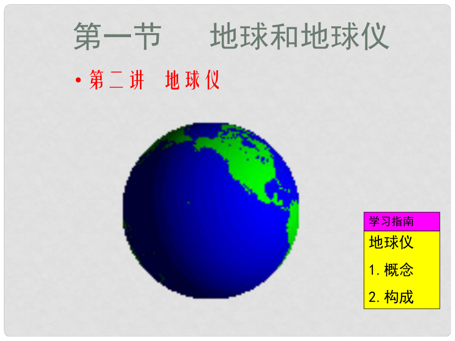 江西省上饶市铅山县私立瓢泉学校七年级地理上册 第一章 第一节 地球和地球仪课件2 新人教版_第1页