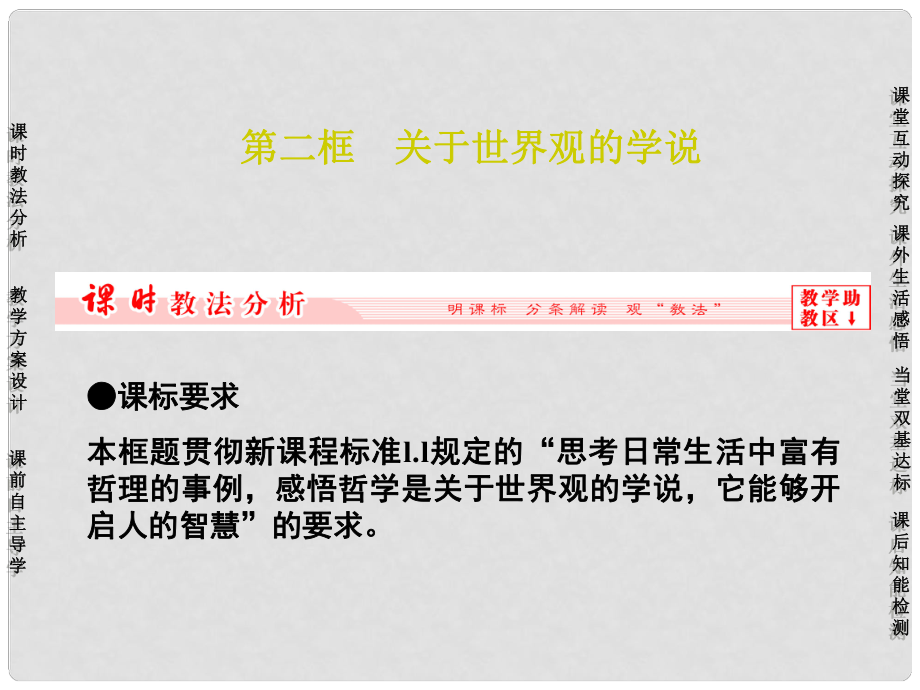 長江作業(yè)高中政治 第一課 第二框 關于世界觀的學說課件 新人教版必修4_第1頁