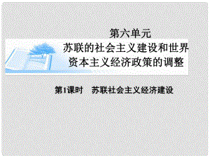 高考歷史總復(fù)習(xí)（考點解析+核心探究+圖示解說）基礎(chǔ)知識 第六單元 蘇聯(lián)的社會主義建設(shè)和世界資本主義經(jīng)濟政策的調(diào)整 第1課時 蘇聯(lián)社會主義經(jīng)濟建設(shè)精講課件 新人教版必修2