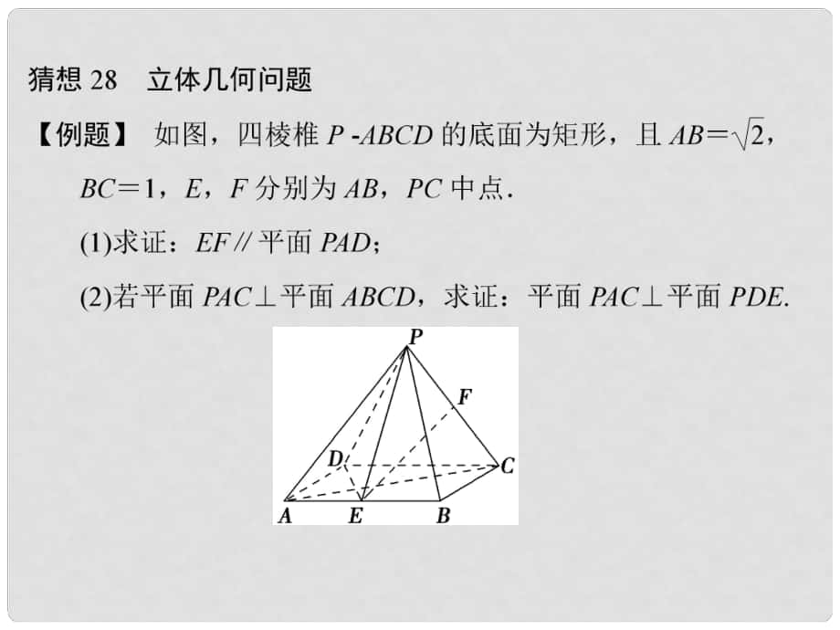 高三數(shù)學(xué)三輪總復(fù)習(xí) 猜想28 立體幾何問(wèn)題 理_第1頁(yè)