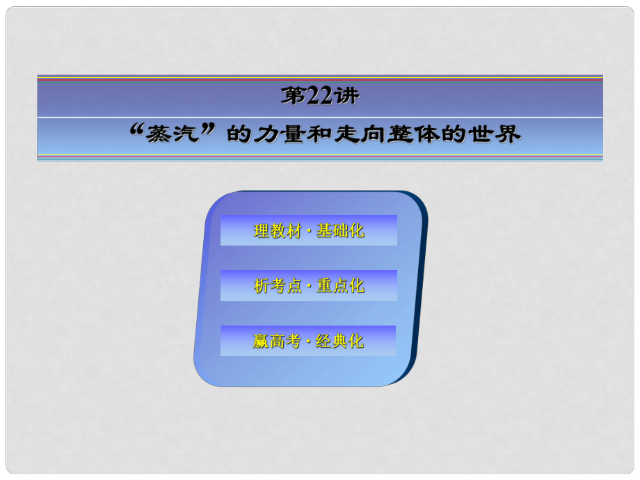 高考歷史大一輪總復習 第22講“蒸汽”的力量和走向整體的世界課件 人民版_第1頁