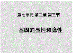 湖北省荊州市沙市第五中學(xué)八年級生物下冊 第七單元 第二章 第三節(jié) 基因的顯性和隱性課件 新人教版