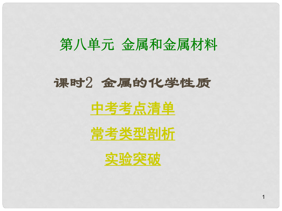 中考化學總復習 考點清單 第一部分 第八單元 金屬和金屬材料（第2課時）課件（含13年中考試題）_第1頁