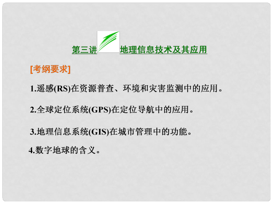 高考地理總復習 第三講 地理信息技術及其應用課件 湘教版_第1頁