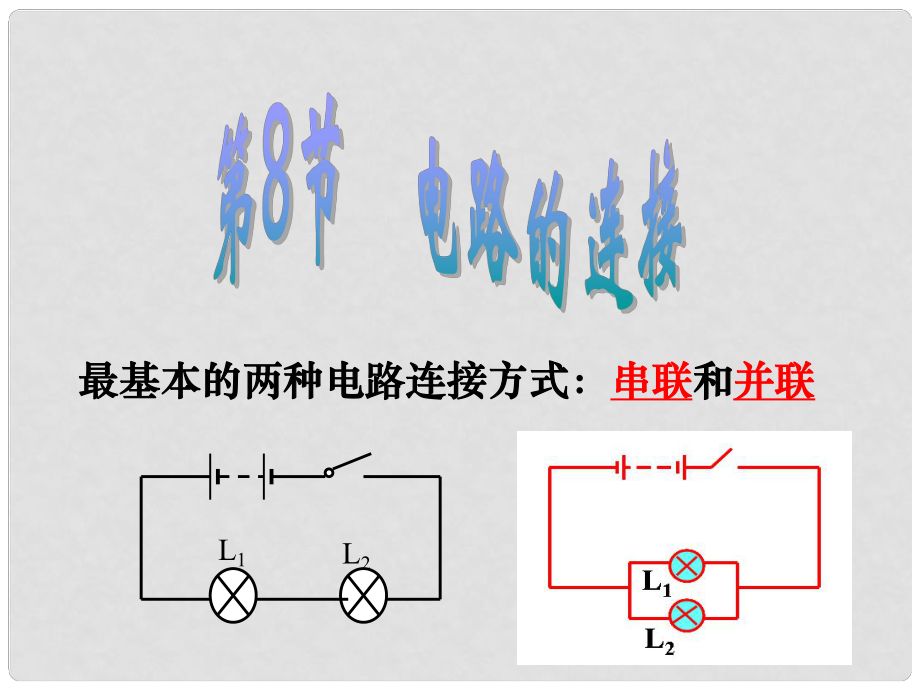 浙江省湖州市潯溪中學(xué)八年級科學(xué)上冊 第8節(jié) 電路的連接（第2課時）課件 浙教版_第1頁