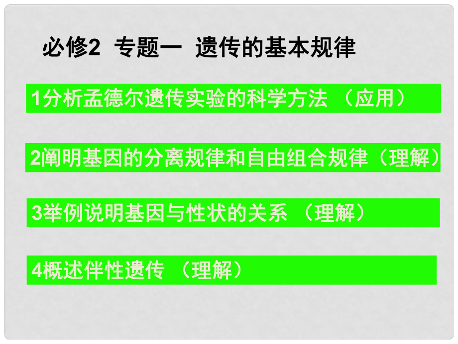 遼寧省大連育明高中高中生物 第一單元 遺傳因子的發(fā)現(xiàn)課件 新人教版必修2_第1頁