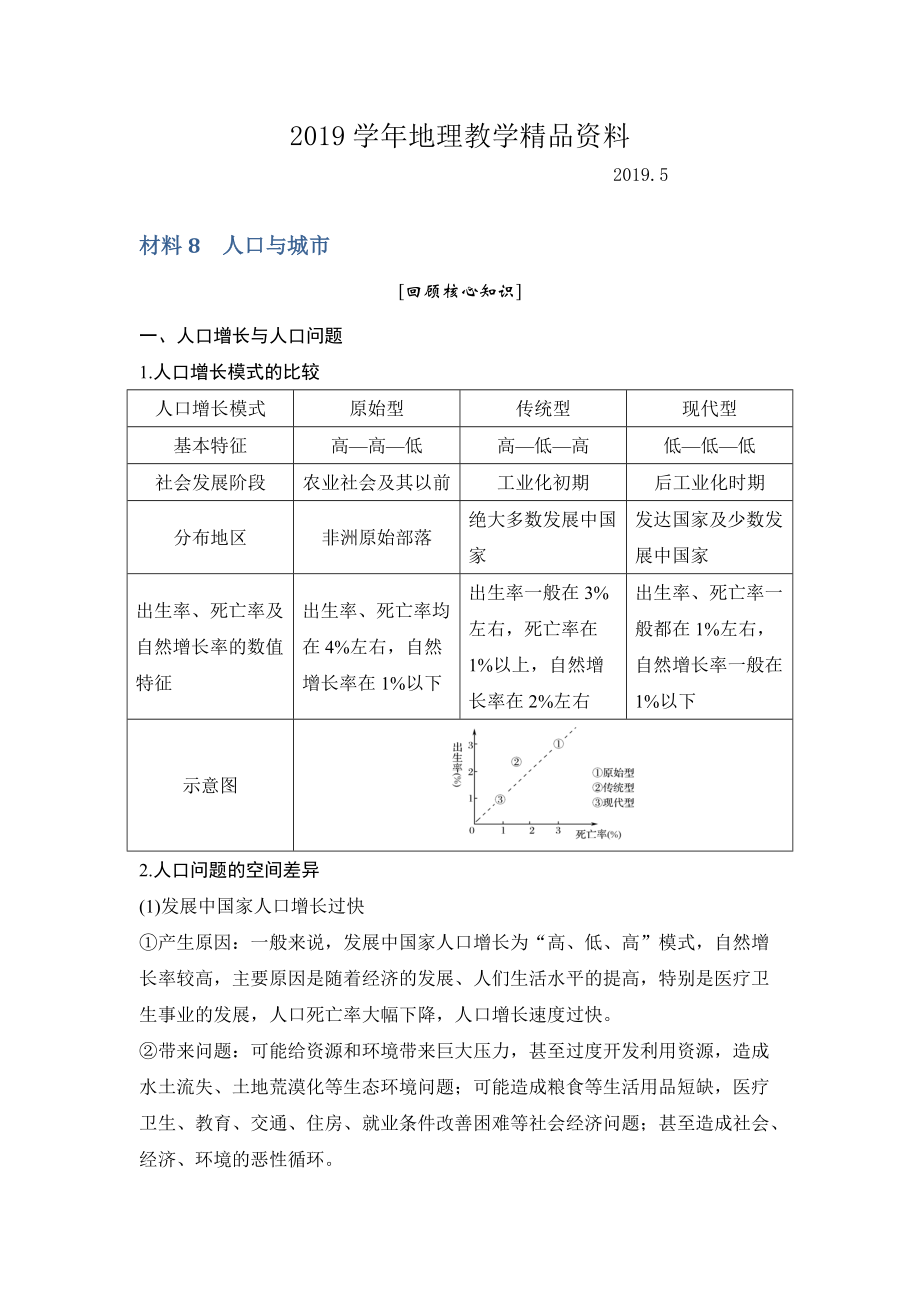 地理創(chuàng)新設(shè)計(jì)二輪專(zhuān)題復(fù)習(xí)全國(guó)通用文檔：第四部分 考前靜悟材料 材料8 Word版含答案_第1頁(yè)