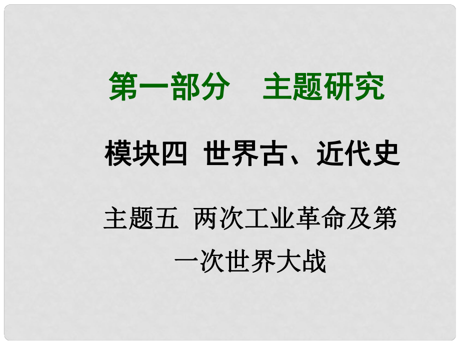 中考歷史主題研究系列 世界古、近代史 主題五 兩次工業(yè)革命及第一次世界大戰(zhàn)課件_第1頁