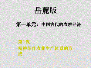 2月高中歷史第一課 精耕細作農(nóng)業(yè)生產(chǎn)體系的形成教學課件 人教版必修二