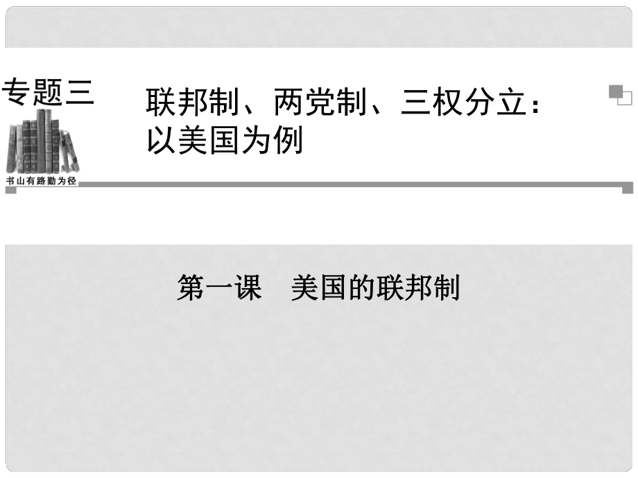 高中政治 （知識網絡+重點直擊+誤區(qū)指正+課堂導練）第一課 美國的聯(lián)邦制課件 新人教版選修3_第1頁