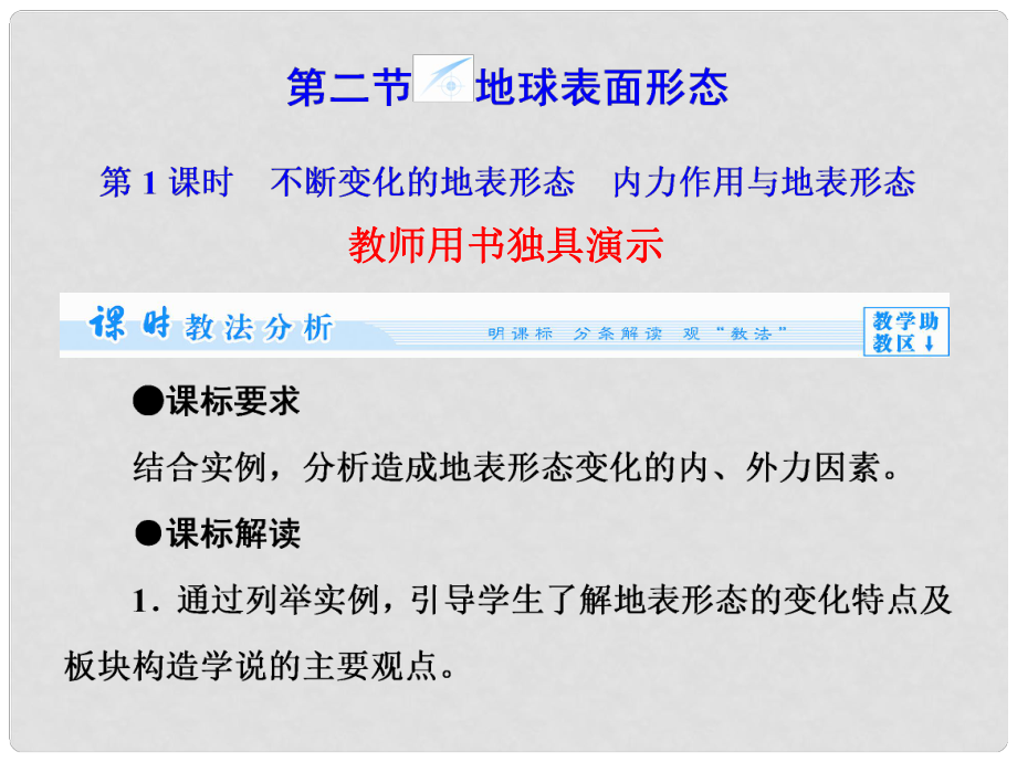 高中地理 第2章 第2節(jié) 第1課時 不斷變化的地表形態(tài) 內(nèi)力作用與地表形態(tài)同步備課課件 湘教版必修1_第1頁