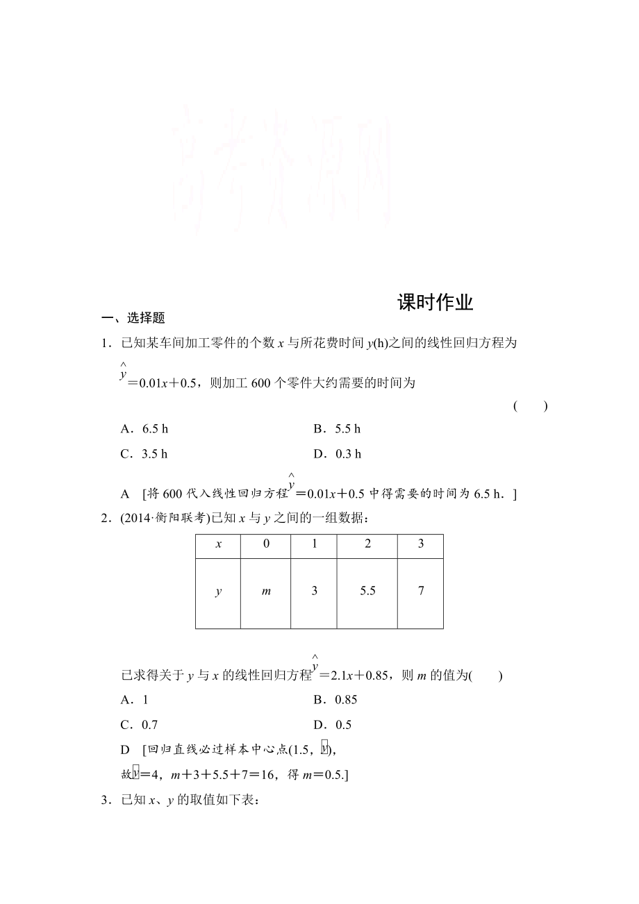 創(chuàng)新大課堂高三人教版數(shù)學(xué)理一輪復(fù)習(xí)課時作業(yè) 第九章 統(tǒng)計、統(tǒng)計案例、算法初步 第三節(jié)_第1頁