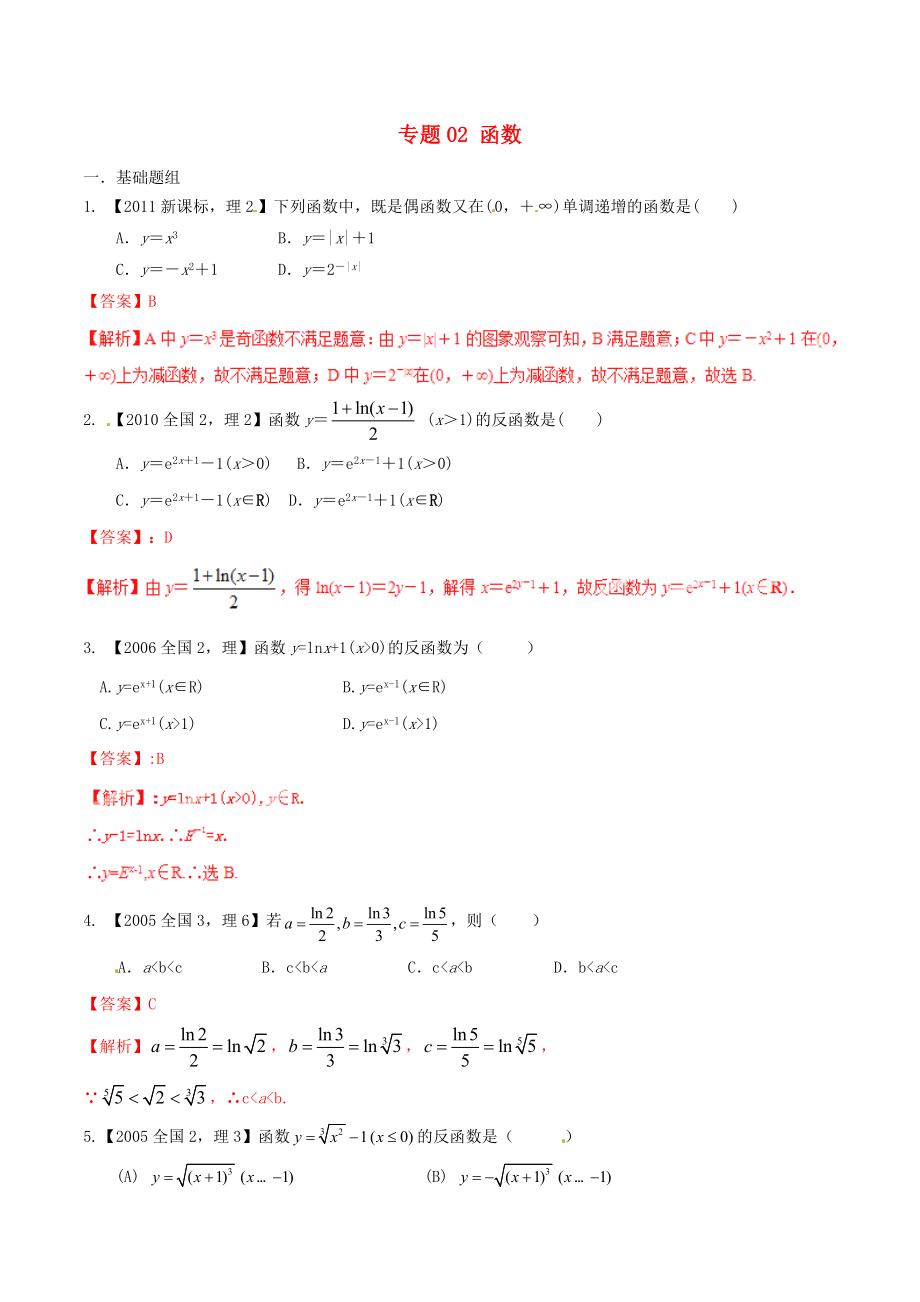 【備戰(zhàn)】新課標(biāo)Ⅱ版高考數(shù)學(xué)分項(xiàng)匯編 專(zhuān)題02 函數(shù)含解析理_第1頁(yè)