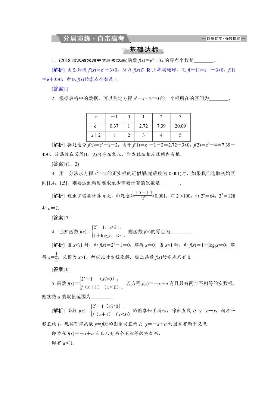 高考數(shù)學(xué)文科江蘇版1輪復(fù)習(xí)練習(xí)：第2章 基本初等函數(shù)、導(dǎo)數(shù)的應(yīng)用 8 第8講分層演練直擊高考 Word版含解析_第1頁(yè)