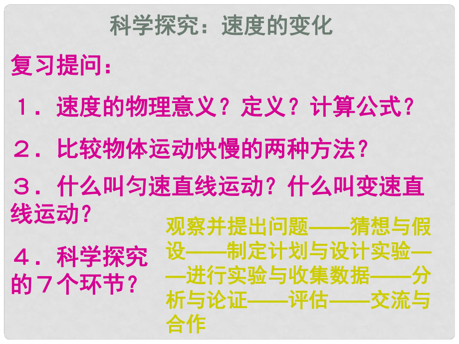 八年級(jí)物理科學(xué)探究 速度的變化 課件滬科版_第1頁