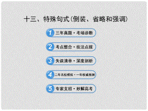 高考英語 考前100天沖刺 專題13 特殊句式倒裝、省略和強調(diào)課件