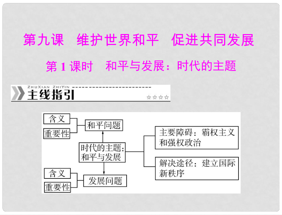 高中政治 第四單元 第九課 第1課時 和平與發(fā)展 時代的主題課件 新人教版必修2_第1頁