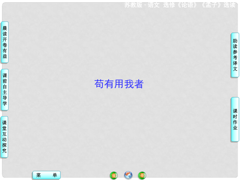 高中語文 茍有用我者課件 蘇教版選修《論語 孟子 選讀》_第1頁