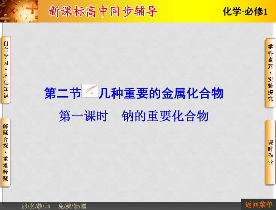 長江作業(yè)高中化學(xué) 第三章 第2節(jié) 第1課時 鈉的重要化合物課件 新人教版必修1_第1頁