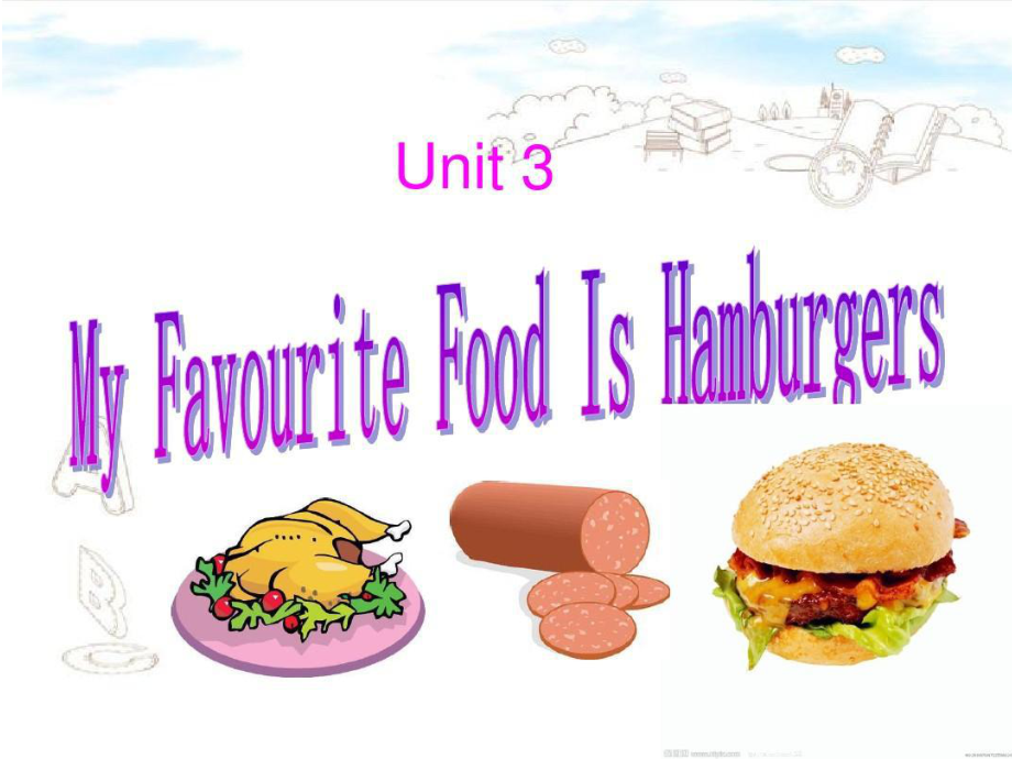 陜旅版小學英語五年級上冊Unit 3My favorite food is hamburgers課件1_第1頁