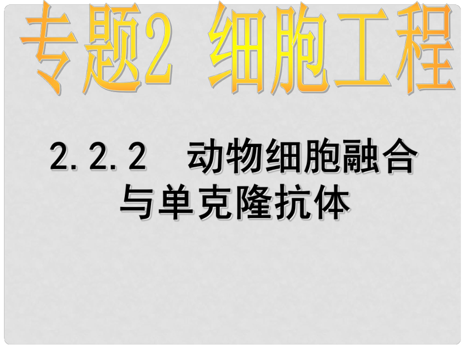 高中生物 專題2課題2第二課時(shí) 動(dòng)物細(xì)胞融合與單克隆抗體課件 新人教版選修3_第1頁(yè)