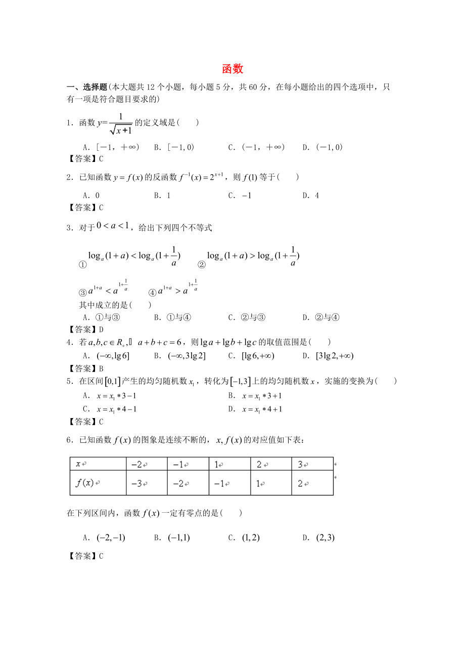 广东省江门市高考数学一轮复习 专项检测试题04 函数_第1页