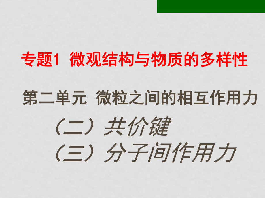 高一化学必修2专题1 分子间作用力 ppt_第1页