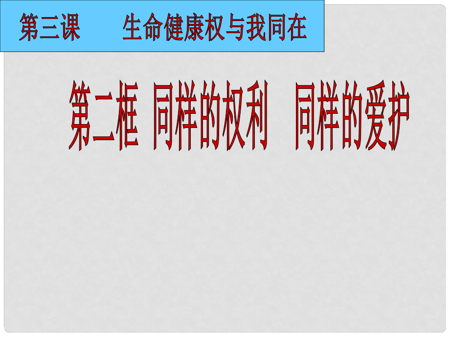 河北省承德市平泉縣第四中學(xué)八年級(jí)政治下冊(cè) 第四課第二框《同樣的權(quán)利同樣的愛》課件 新人教版_第1頁(yè)