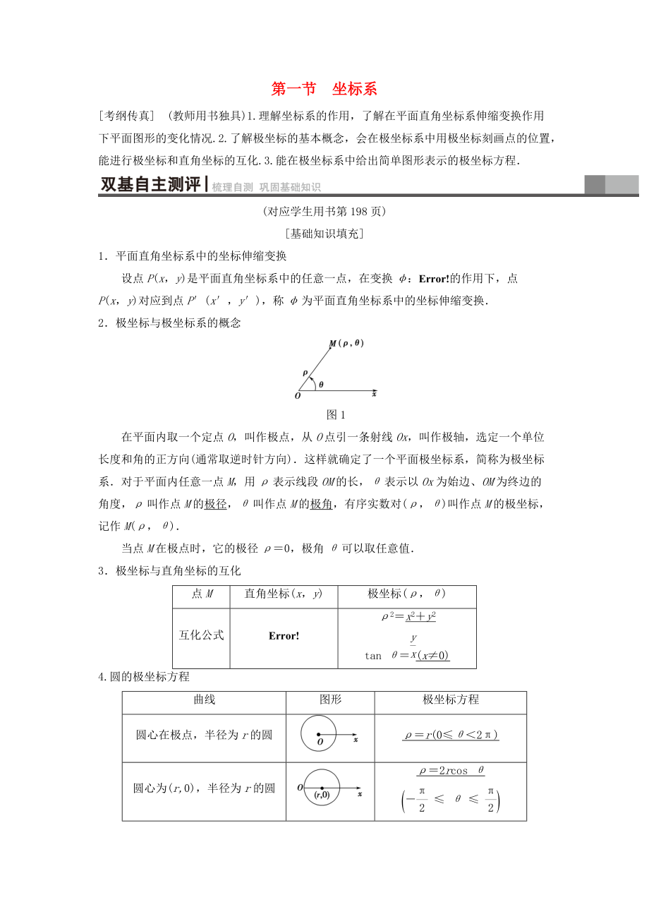 高考数学一轮复习学案训练课件北师大版理科： 坐标系与参数方程 第1节 坐标系学案 理 北师大版_第1页