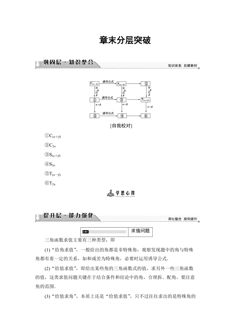 高中數(shù)學(xué)蘇教版必修4學(xué)案：第3章 章末分層突破 Word版含解析_第1頁(yè)