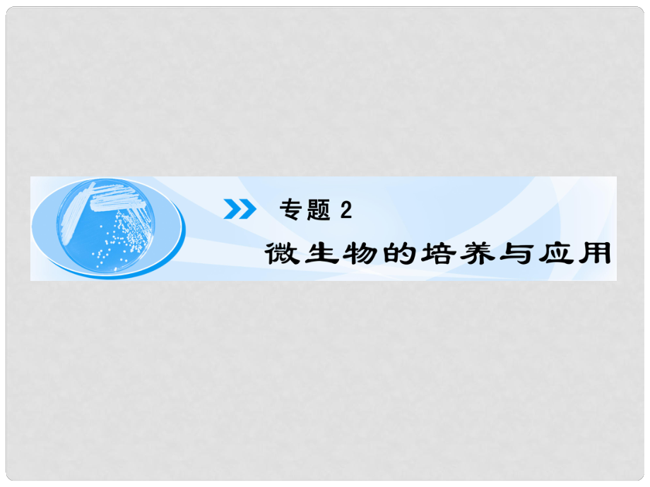 高中生物 專題2 話題1 微生物的實(shí)驗(yàn)室培養(yǎng)課件 新人教版_第1頁(yè)