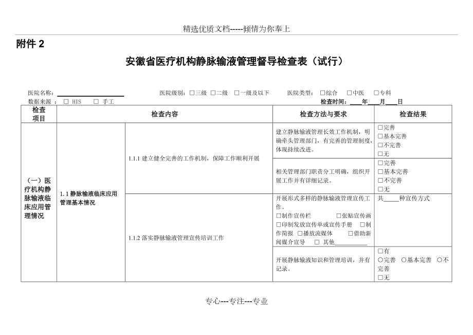 静脉输液巡视卡模板图片