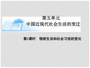 高考歷史總復(fù)習(xí)（考點解析+核心探究+圖示解說）基礎(chǔ)知識 第五單元 中國近現(xiàn)代社會生活的變遷 第1課時 物質(zhì)生活和社會習(xí)俗的變化精講課件 新人教版必修2