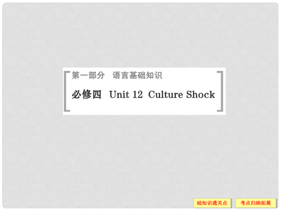 高考英语（高考写作必考话题）语言基础知识 Unit12 Culture Shock课件 北师大版必修4_第1页