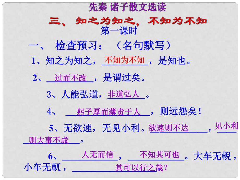 江西省廣豐縣私立康橋中學(xué)高中語(yǔ)文《知之為知之不知為不知》課件 新人教版必修3_第1頁(yè)