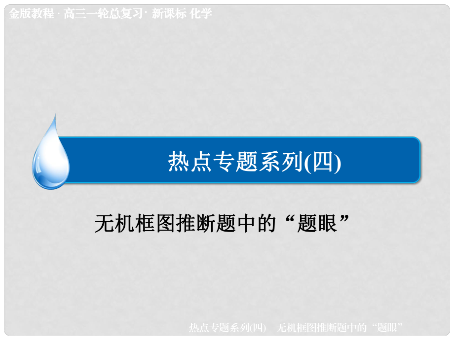 高考化学一轮总复习 热点专题系列4 无机框图推断题中的“题眼”课件 新人教版_第1页