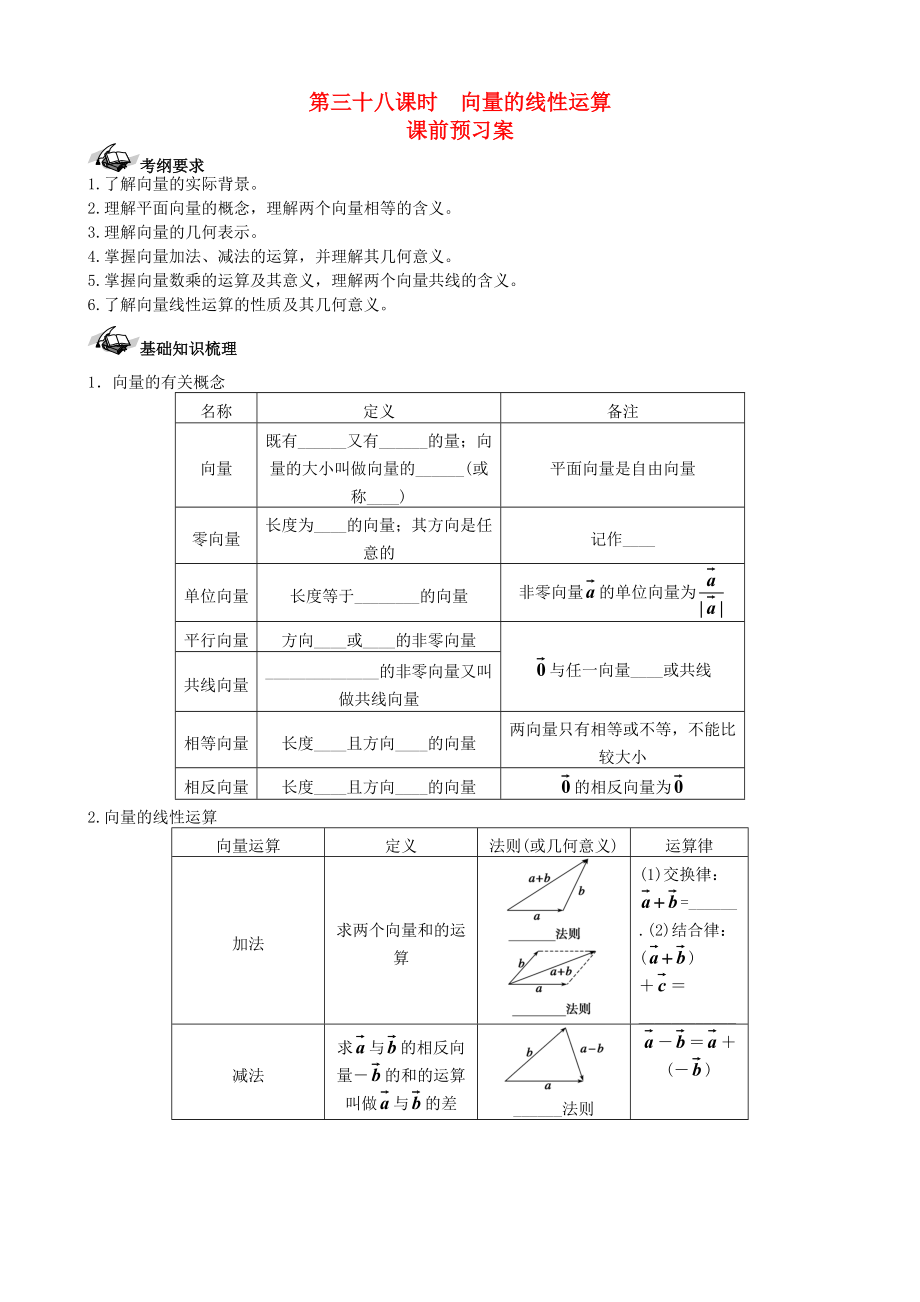 【导与练】新课标高三数学一轮复习 第4篇 平面向量的概念及线性运算学案 理_第1页