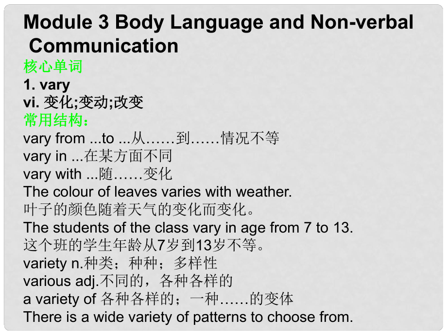 高考英語(yǔ)總復(fù)習(xí) Module3 Body Language and Nonverbal Communication課件 外研版必修4_第1頁(yè)