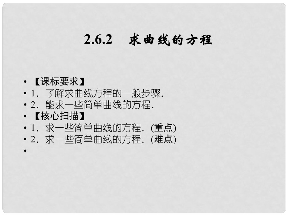 高中數(shù)學(xué) 262求曲線的方程課件 蘇教版選修21_第1頁