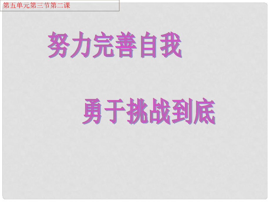 湖南省耒陽市冠湘中學(xué)中考政治 九年級 努力完善自我勇于挑戰(zhàn)到底復(fù)習(xí)課件_第1頁